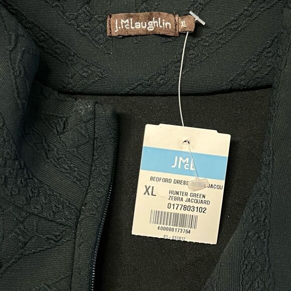 J. McLaughlin Womens Bedford Jacquard Dress Size XL Green Preppy Stretch Classic - Picture 9 of 9